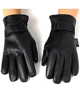 Alpine Swiss Mens Gloves Dressy Genuine Leather Warm Thermal Lined Wrist Strap