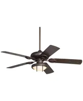 52" Orb Modern Industrial Indoor Outdoor Ceiling Fan with Led Light Oil Rubbed Bronze Brown Frosted Glass Bowl Cage Wet Rated for Patio Exterior House