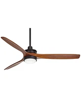 52" Windspun Rustic Farmhouse 3 Blade Indoor Ceiling Fan with Dimmable Led Light Remote Control Matte Black Walnut Solid for Living Kitchen House Bedr