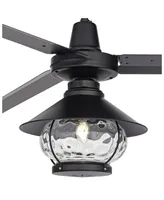 60" Turbina Dc Modern Industrial Outdoor 3 Blade Ceiling Fan with Led Light Remote Control Matte Black Cage Damp Rated for Patio Exterior House Home P