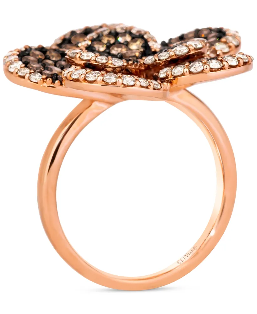 Le Vian Chocolate Diamond & Nude Diamond Flower Statement Ring (2-3/8 ct. t.w.) in 14k Rose Gold