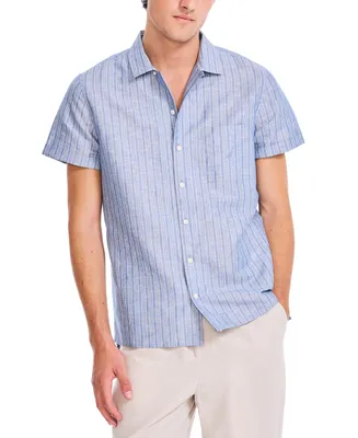 Nautica Men's Striped Short-Sleeve Button-Up Linen Shirt