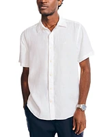 Nautica Men's Classic-Fit Solid Linen Short-Sleeve Shirt