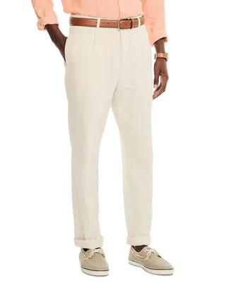 Nautica Men's Tailored-Fit Pleated Linen Blend Pants