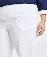 Charter Club Plus 100% Linen Cropped Pants, Created for Macy's