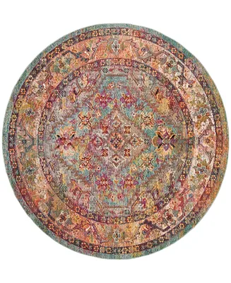 Safavieh Crystal CRS507 Light Blue and Orange 7' x 7' Round Area Rug