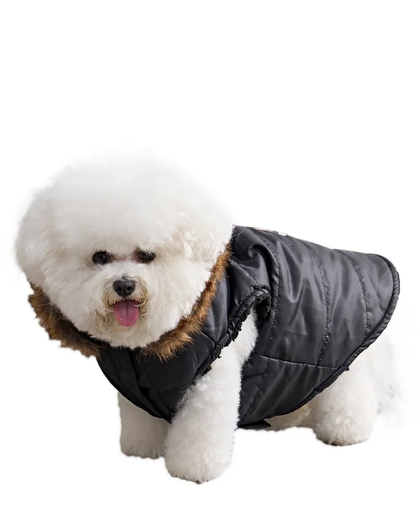Juicy Couture Faux Fur Hooded Pet Jacket for Dogs and Cats, Extra Small/Small - (