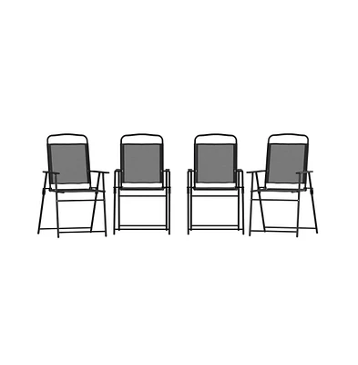 Munroe Set Of 4 Textilene Folding Sling Style Patio Chairs With Armrests