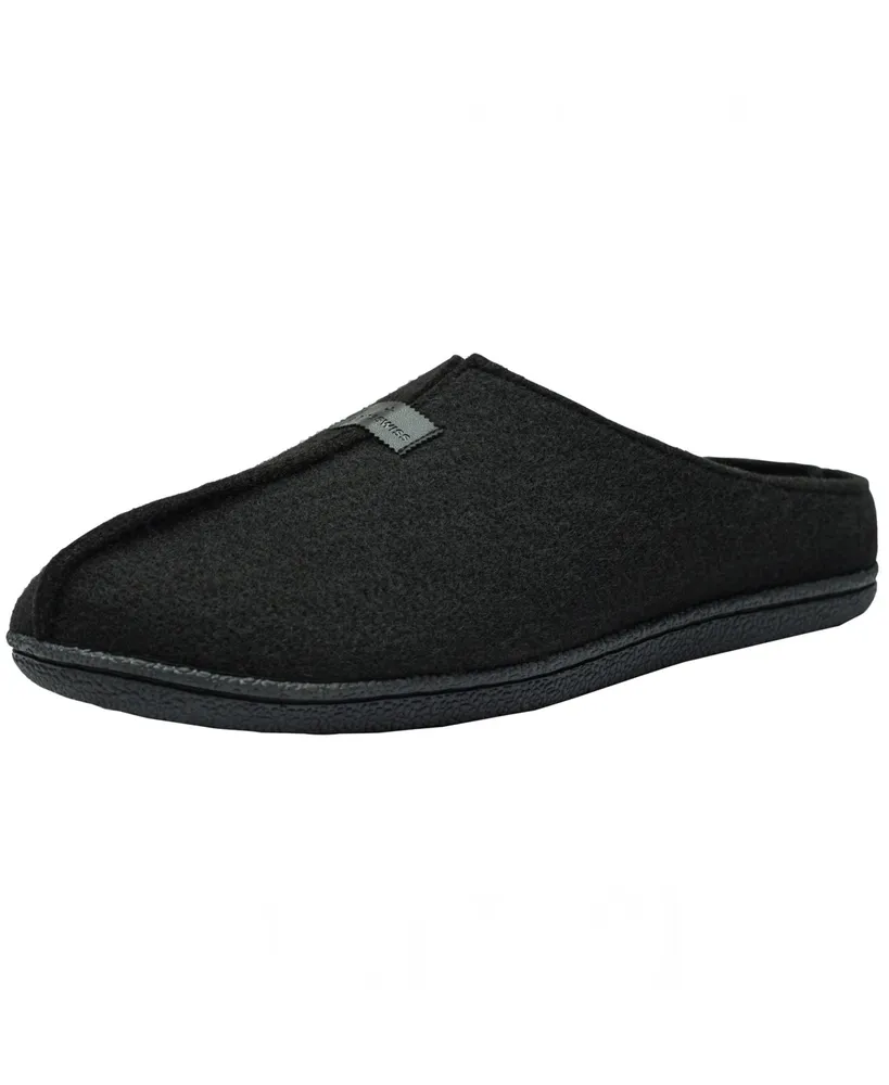 Alpine Swiss Mens Felt Faux Wool Clog Slippers Comfortable Cushion House Shoes