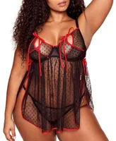 Noemi Women's Plus-Size Babydoll & G-String Set Lingerie