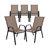 5 Pack. Outdoor Stack Chair With Flex Comfort Material And Metal Frame