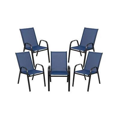 5 Pack. Outdoor Stack Chair With Flex Comfort Material And Metal Frame