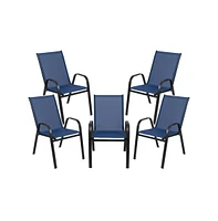 5 Pack. Outdoor Stack Chair With Flex Comfort Material And Metal Frame