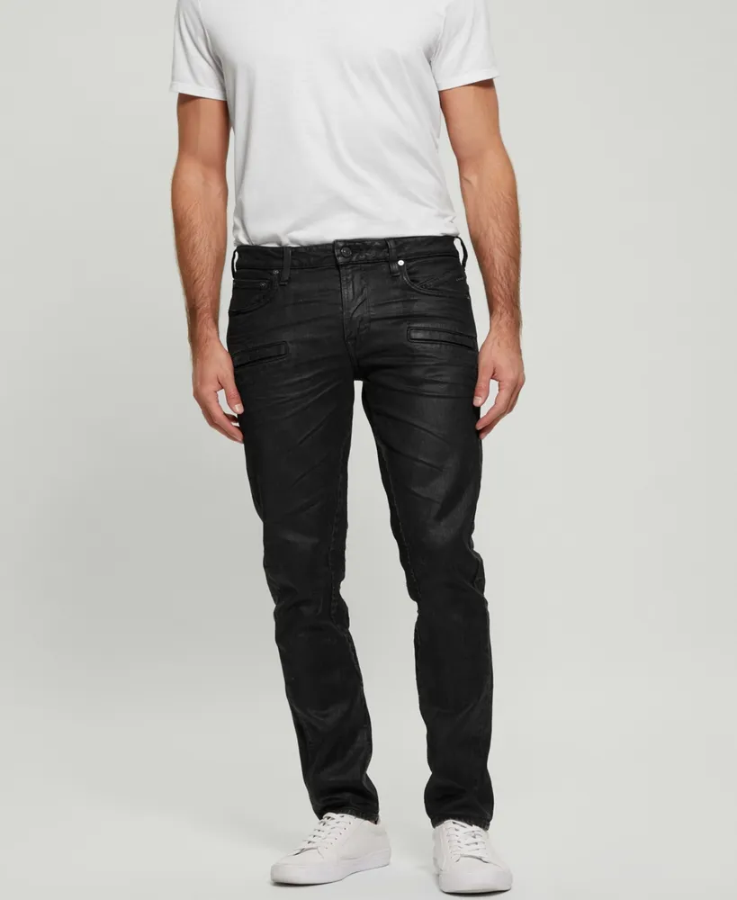 Guess Men's Coated Denim Slim Tapered Zip Jeans