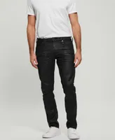 Guess Men's Coated Denim Slim Tapered Zip Jeans