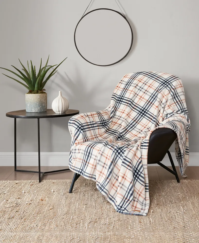 Lucky Brand Camper Plaid Cozy Plush Throw Blanket, 50" x 70"