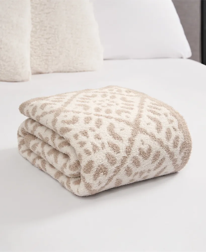 Lucky Brand Cook Cutter Jacquard Geometric Fuzzy Throw Blanket, 50" x 70"