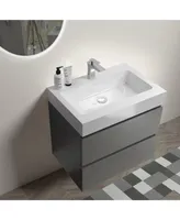 Modern Gray Bathroom Vanity with Large Storage
