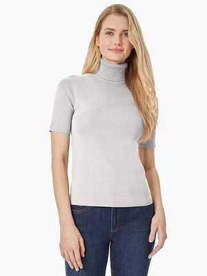 Jones New York Petite Short-Sleeve Mockneck Sweater