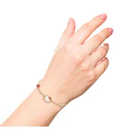 Sanrio Hello Kitty Womens Yellow Gold Plated Letter Bracelet - Cubic Zirconia Initial Officially Licensed