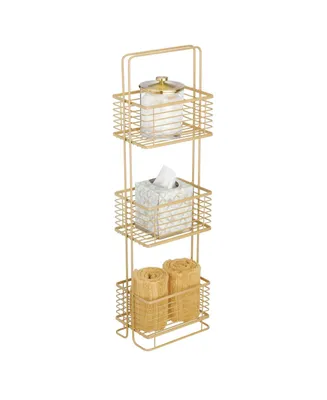 mDesign Slim Metal Wire 3-Tier Standing Bathroom Storage Basket Unit