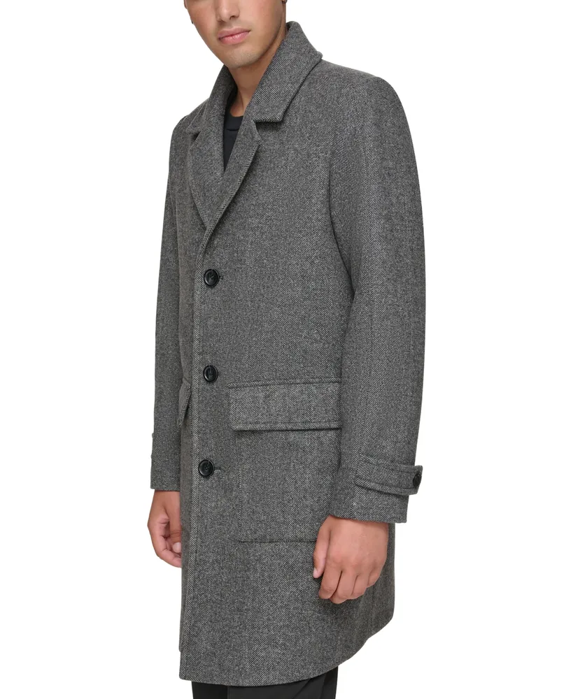 Express Herringbone Wool-Blend Topcoat Multi-Color Men's S