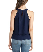 Bcx Juniors' Crochet-Trim Layered-Hem Top