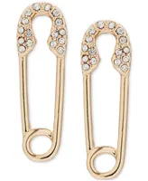 Lucky Brand Gold-Tone Pave Safety Pin Drop Earrings