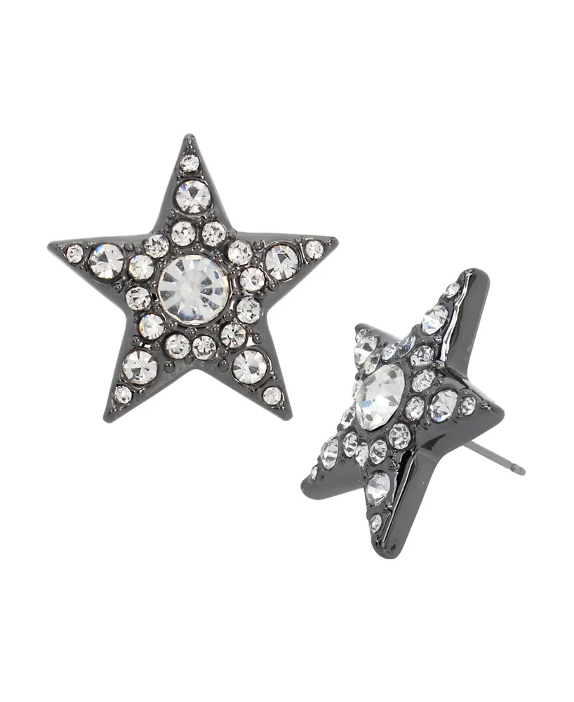 Betsey Johnson Faux Stone Pave Star Button Earrings