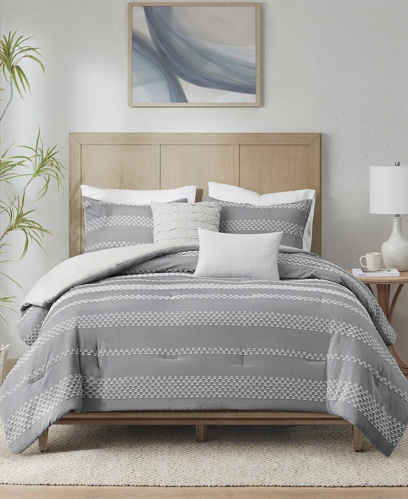 Madison Park Drew Clipped Jacquard 5-Pc. Comforter Set, King/California King