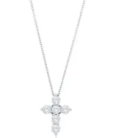 Diamond Cross Pendant Necklace (1 ct. t.w.) in 14k White Gold, 16" + 2" Extender