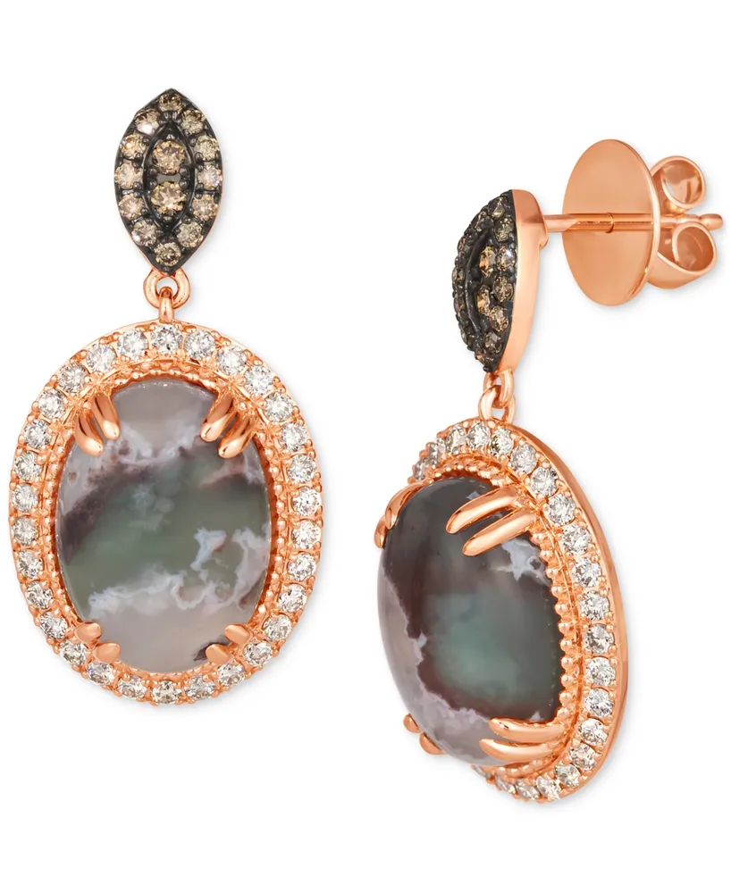 Le Vian Peacock Aquaprase (7-7/8 ct. t.w.) & Diamond (3/4 ct. t.w.) Halo Drop Earrings in 14k Rose Gold