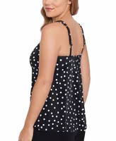 Swim Solutions Women's Polka-Dot High-Low Tankini Top, Created for Macy's