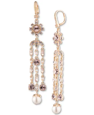 Marchesa Gold-Tone Crystal & Imitation Pearl Chandelier Earrings