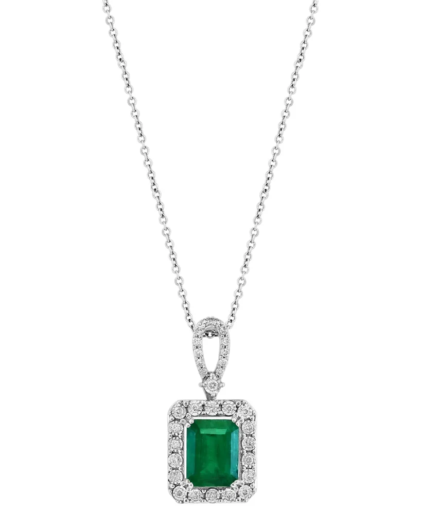 Effy Emerald (2-1/5 ct. t.w.) & Diamond (1/4 18" Pendant Necklace 14k White Gold (Also Available Yellow Gold)