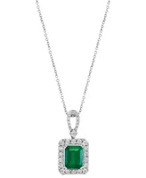 Effy Emerald (2-1/5 ct. t.w.) & Diamond (1/4 18" Pendant Necklace 14k White Gold (Also Available Yellow Gold)