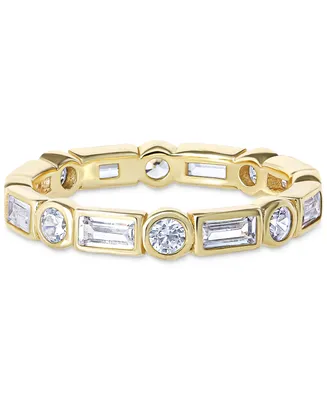 Giani Bernini Cubic Zirconia Round & Baguette Bezel Eternity Band in 18k Gold-Plated Sterling Silver, Created for Macy's