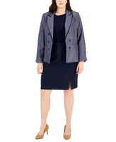 Tahari Asl Plus Faux Double Breasted Jacket Pencil Skirt