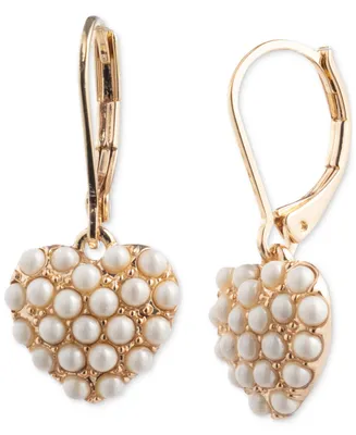 Lauren Ralph Lauren Gold-Tone Imitation Pearl Heart Drop Earrings