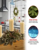National Tree Company 30" Glittery Bristle Pine Centerpiece w/3 Candle Holders & 6 White Tipped Cones