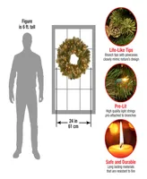 National Tree Company 24" Carolina Pine Wreath with 50 Battery Operated Led Lights