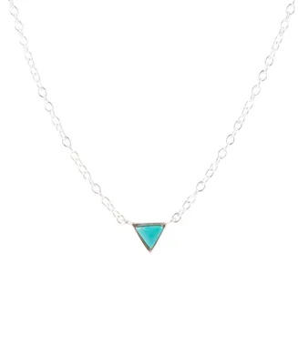 Barse Dainty Genuine Turquoise Triangle Necklace