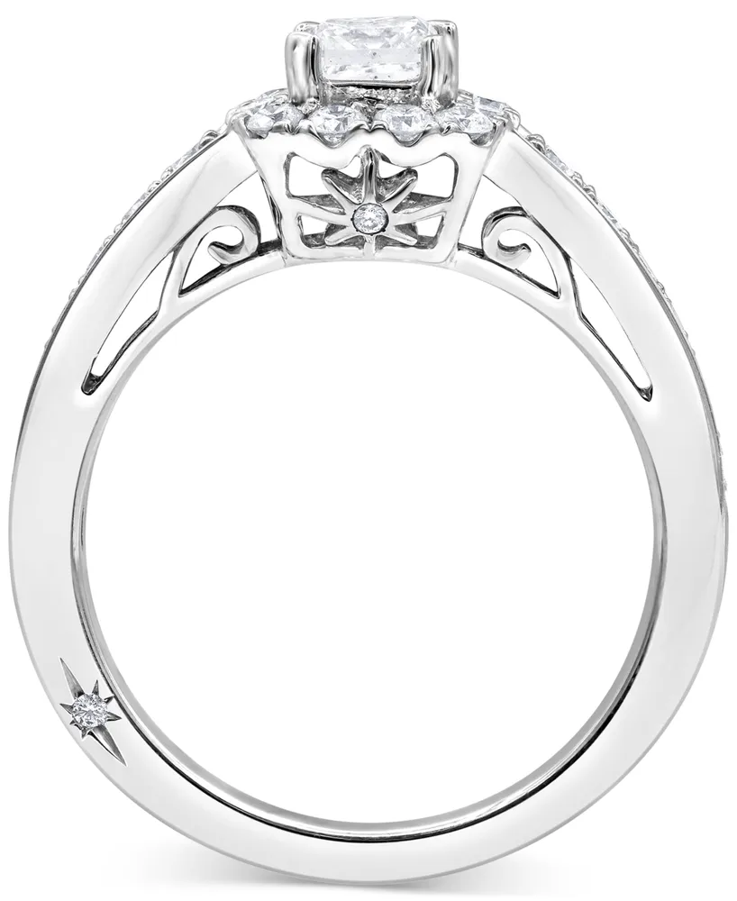 Diamond Princess-Cut Halo Engagement Ring (1 ct. t.w.) in 18k White Gold