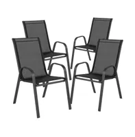 Set Of 4 Manado Series Metal Stacking Patio Chairs With Flex Comfort Material