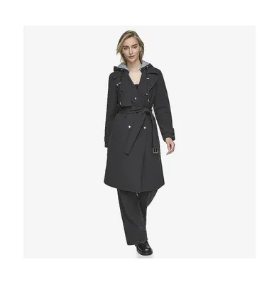 Andrew Marc Women's Evesham Mixed Media Insulated Trench Coat