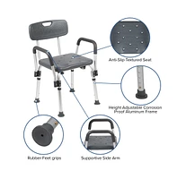 300 Lb. Capacity Adjustable Bath & Shower Chair With Depth Adjustable Back