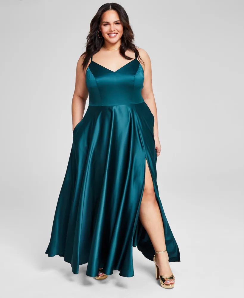 B Darlin Trendy Plus Satin Sleeveless Gown