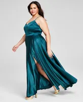 B Darlin Trendy Plus Satin Sleeveless Gown