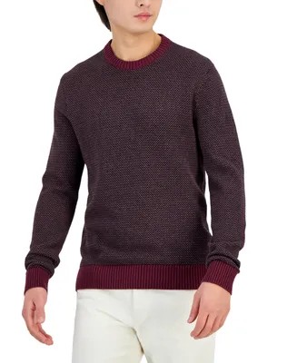 Michael Kors Men's Slim Fit Long-Sleeve Novelty Stitch Crewneck Sweater