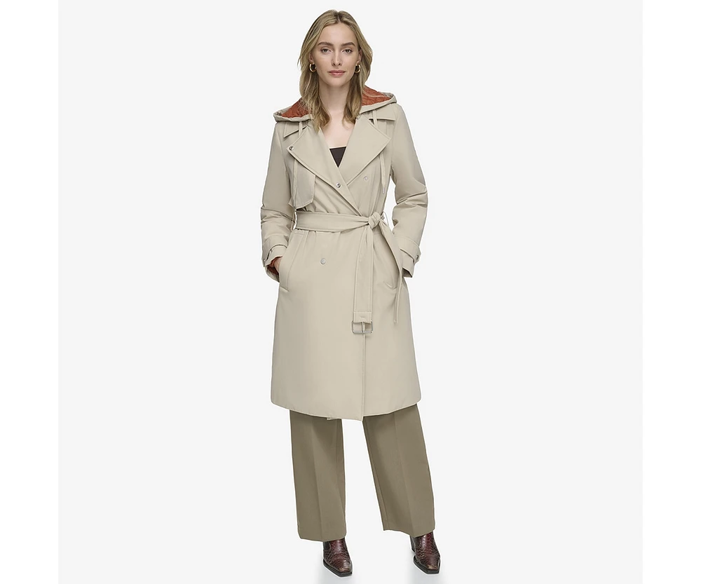 Andrew Marc Women's Evesham Mixed Media Insulated Trench Coat